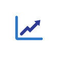 Blue icon of a graph representing 'Marketing'