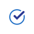 Blue icon of a tick representing 'Quality'