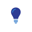 Blue icon of a light bulb representing 'Innovation'