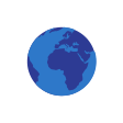 Blue icon of the world representing 'Social & environmental responsibility'